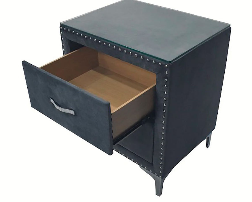 Crown Mark Furniture Lucinda 2 Drawer Nightstand in Gray - CasaBella Furniture (San Antonio, TX)