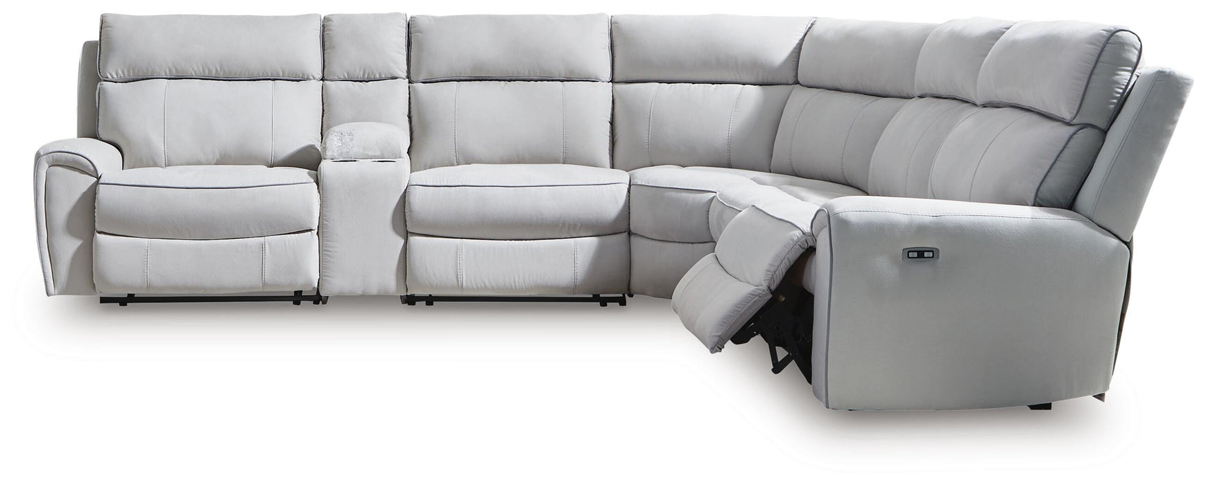 Social Pointe Reclining Sectional with Storage Console - CasaBella Furniture (San Antonio, TX)