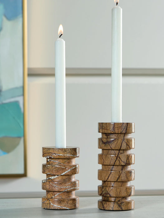 Emsleyfield Candle Holder Set (Set of 2) - CasaBella Furniture (San Antonio, TX)