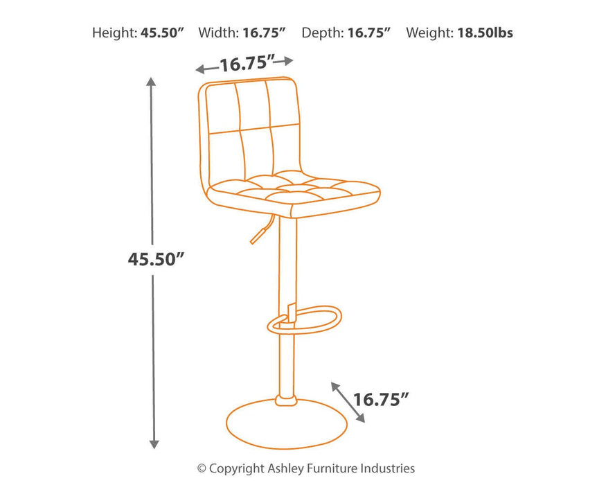 Bellatier Adjustable Height Bar Stool - CasaBella Furniture (San Antonio, TX)