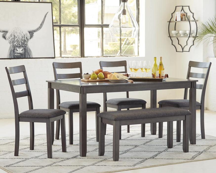 Bridson Dining Table and Chairs with Bench (Set of 6) - CasaBella Furniture (San Antonio, TX)