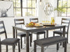 Bridson Dining Table and Chairs with Bench (Set of 6) - CasaBella Furniture (San Antonio, TX)