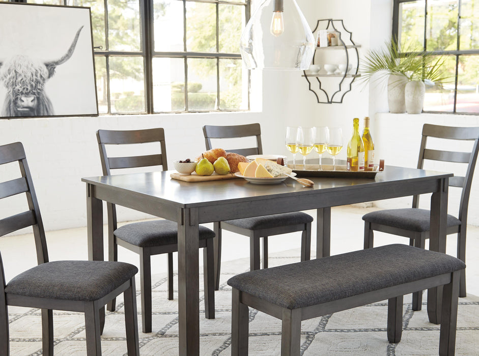 Bridson Dining Table and Chairs with Bench (Set of 6) - CasaBella Furniture (San Antonio, TX)