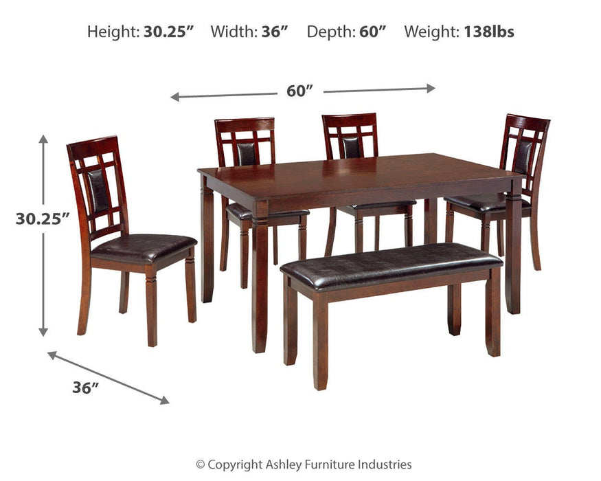 Bennox Dining Table and Chairs with Bench (Set of 6) - CasaBella Furniture (San Antonio, TX)