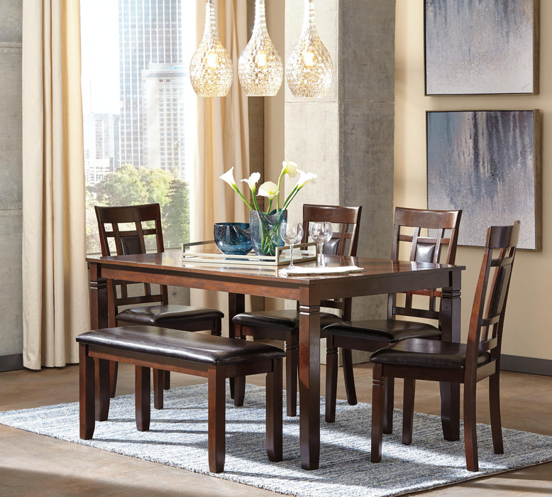 Bennox Dining Table and Chairs with Bench (Set of 6) - CasaBella Furniture (San Antonio, TX)