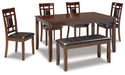 Bennox Dining Table and Chairs with Bench (Set of 6) - CasaBella Furniture (San Antonio, TX)