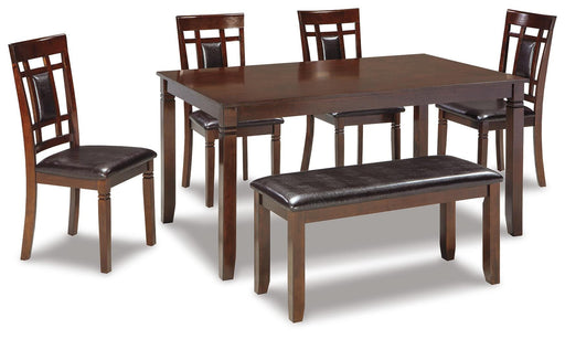 Bennox Dining Table and Chairs with Bench (Set of 6) - CasaBella Furniture (San Antonio, TX)