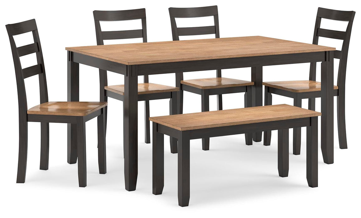 Gesthaven Dining Table with 4 Chairs and Bench (Set of 6) - CasaBella Furniture (San Antonio, TX)