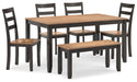 Gesthaven Dining Table with 4 Chairs and Bench (Set of 6) - CasaBella Furniture (San Antonio, TX)