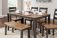 Gesthaven Dining Table with 4 Chairs and Bench (Set of 6) - CasaBella Furniture (San Antonio, TX)