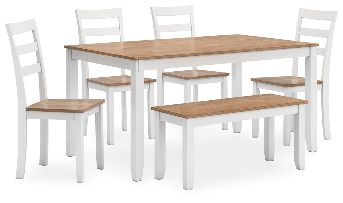 Gesthaven Dining Table with 4 Chairs and Bench (Set of 6) - CasaBella Furniture (San Antonio, TX)