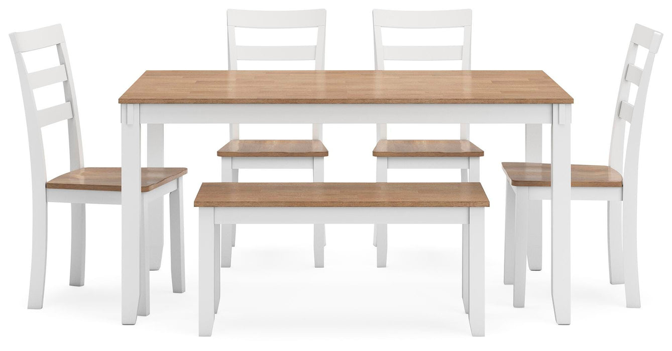 Gesthaven Dining Table with 4 Chairs and Bench (Set of 6) - CasaBella Furniture (San Antonio, TX)