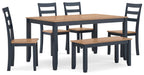 Gesthaven Dining Table with 4 Chairs and Bench (Set of 6) - CasaBella Furniture (San Antonio, TX)