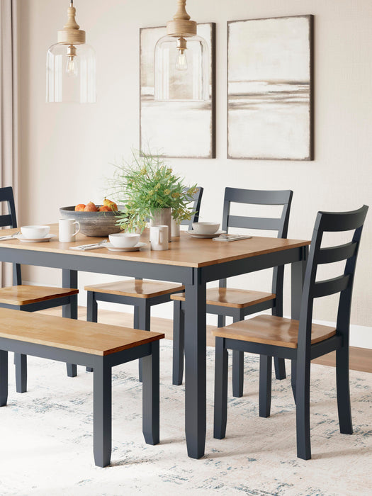 Gesthaven Dining Table with 4 Chairs and Bench (Set of 6) - CasaBella Furniture (San Antonio, TX)