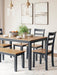 Gesthaven Dining Table with 4 Chairs and Bench (Set of 6) - CasaBella Furniture (San Antonio, TX)