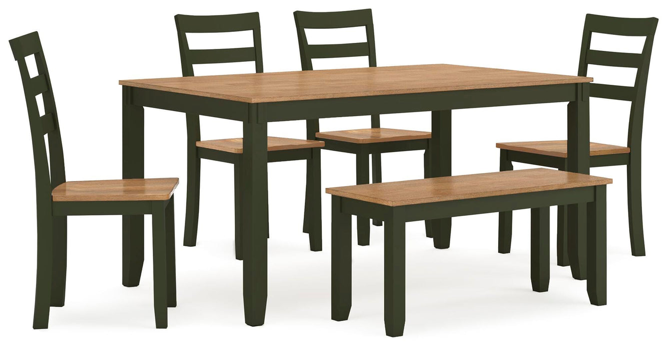 Gesthaven Dining Table with 4 Chairs and Bench (Set of 6) - CasaBella Furniture (San Antonio, TX)