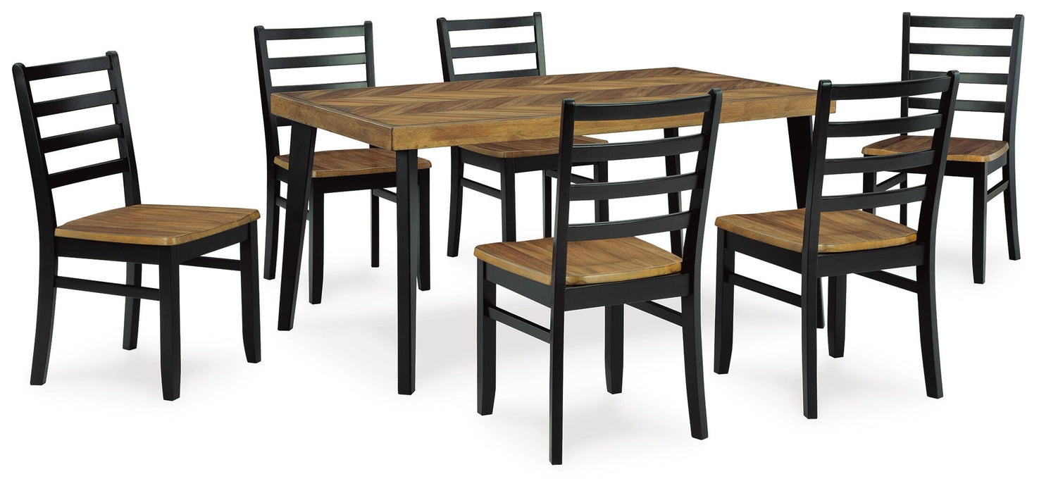 Blondon Dining Table and 6 Chairs (Set of 7) - CasaBella Furniture (San Antonio, TX)
