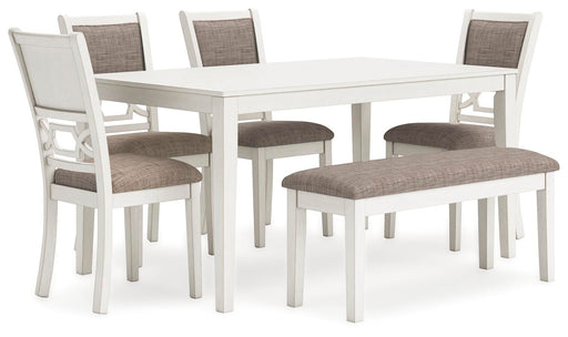 Erinberg Dining Table and 4 Chairs and Bench (Set of 6) - CasaBella Furniture (San Antonio, TX)