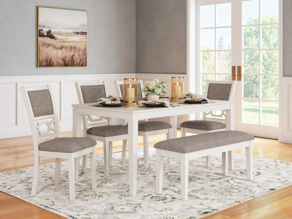 Erinberg Dining Table and 4 Chairs and Bench (Set of 6) - CasaBella Furniture (San Antonio, TX)