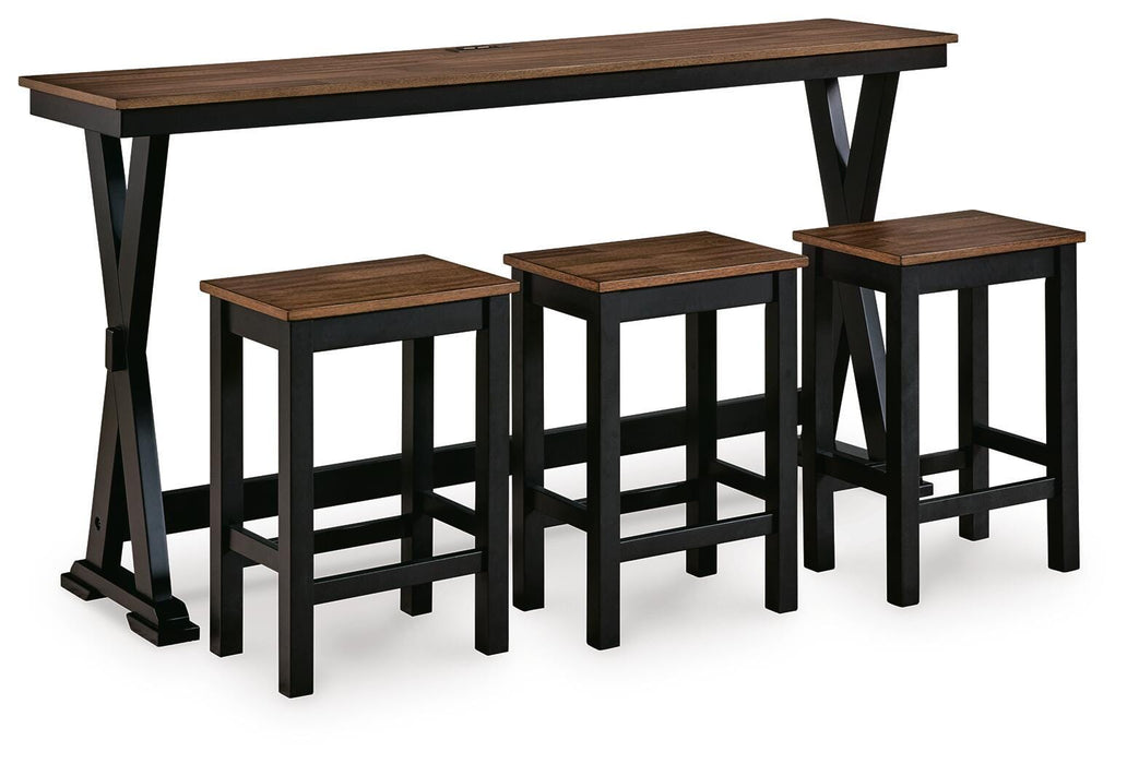 Wildenauer Counter Height Dining Table and 3 Barstools Set - CasaBella Furniture (San Antonio, TX)