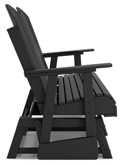Hyland wave Outdoor Glider Loveseat - CasaBella Furniture (San Antonio, TX)