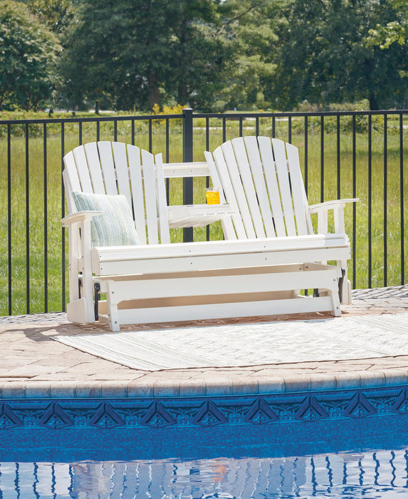 Hyland wave Outdoor Glider Loveseat - CasaBella Furniture (San Antonio, TX)