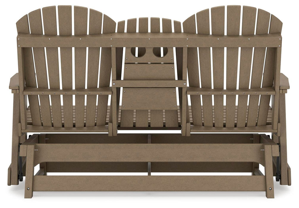 Hyland wave Outdoor Glider Loveseat - CasaBella Furniture (San Antonio, TX)