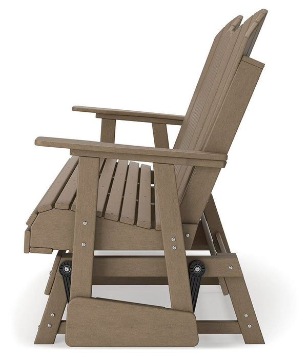 Hyland wave Outdoor Glider Loveseat - CasaBella Furniture (San Antonio, TX)