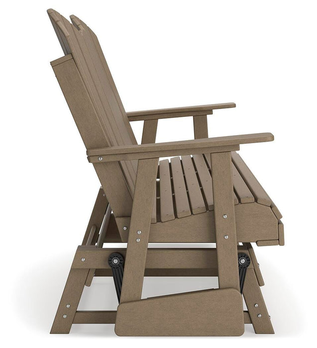 Hyland wave Outdoor Glider Loveseat - CasaBella Furniture (San Antonio, TX)