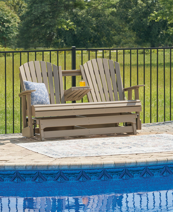 Hyland wave Outdoor Glider Loveseat - CasaBella Furniture (San Antonio, TX)