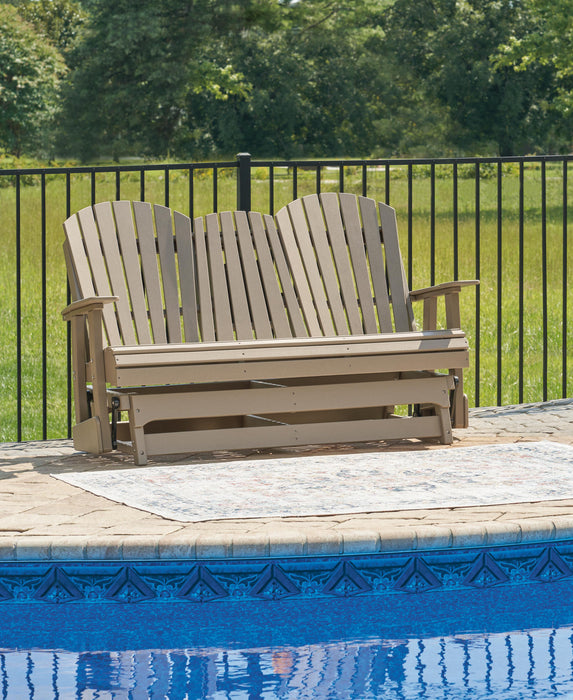 Hyland wave Outdoor Glider Loveseat - CasaBella Furniture (San Antonio, TX)