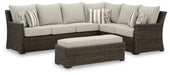 Brook Ranch Outdoor Sofa Sectional/Bench with Cushion (Set of 3) - CasaBella Furniture (San Antonio, TX)