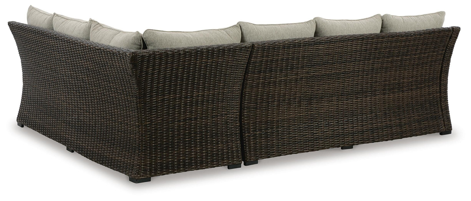 Brook Ranch Outdoor Sofa Sectional/Bench with Cushion (Set of 3) - CasaBella Furniture (San Antonio, TX)
