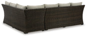 Brook Ranch Outdoor Sofa Sectional/Bench with Cushion (Set of 3) - CasaBella Furniture (San Antonio, TX)