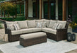 Brook Ranch Outdoor Sofa Sectional/Bench with Cushion (Set of 3) - CasaBella Furniture (San Antonio, TX)