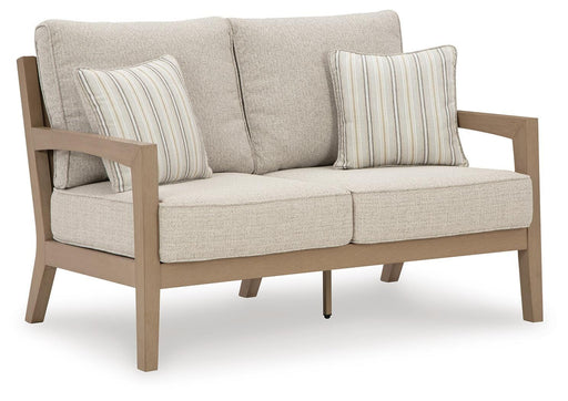 Hallow Creek Outdoor Loveseat with Cushion - CasaBella Furniture (San Antonio, TX)