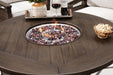 Paradise Trail Paradise Trail Fire Pit Table with 4 Nuvella Swivel Lounge Chairs - CasaBella Furniture (San Antonio, TX)