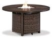 Paradise Trail Paradise Trail Fire Pit Table with 4 Nuvella Swivel Lounge Chairs - CasaBella Furniture (San Antonio, TX)
