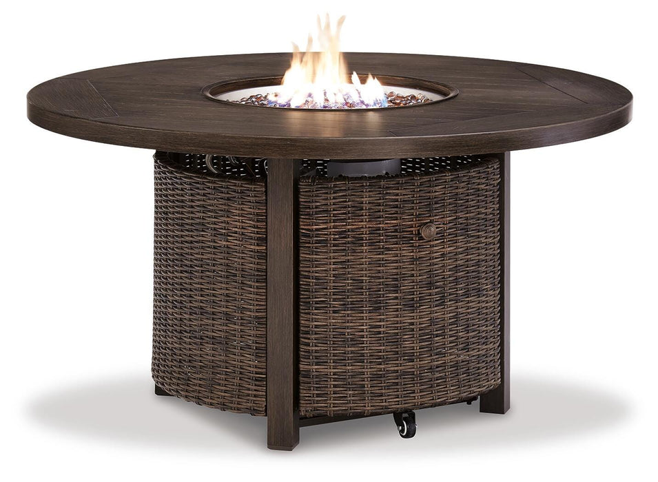 Paradise Trail Paradise Trail Fire Pit Table with 4 Nuvella Swivel Lounge Chairs - CasaBella Furniture (San Antonio, TX)