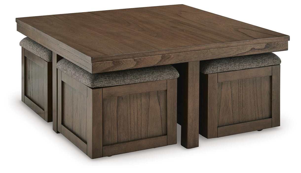 Boardernest Coffee Table with 4 Stools - CasaBella Furniture (San Antonio, TX)