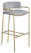 Comstock Upholstered Low Back Stool Grey and Gold - CasaBella Furniture (San Antonio, TX)