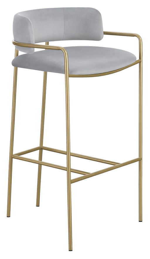 Comstock Upholstered Low Back Stool Grey and Gold - CasaBella Furniture (San Antonio, TX)