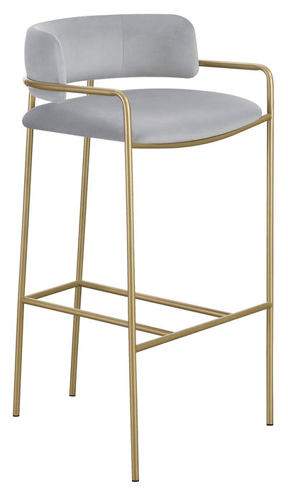 Comstock Upholstered Low Back Stool Grey and Gold - CasaBella Furniture (San Antonio, TX)