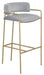 Comstock Upholstered Low Back Stool Grey and Gold - CasaBella Furniture (San Antonio, TX)