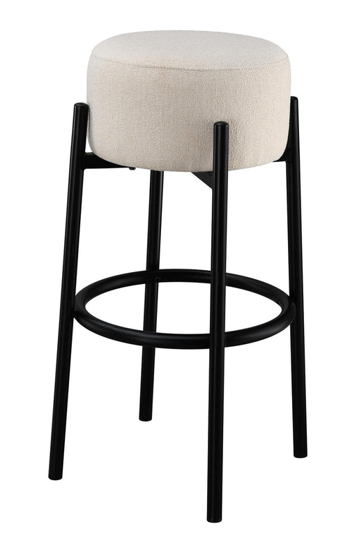 Leonard Upholstered Backless Round Stools White and Black (Set of 2) - CasaBella Furniture (San Antonio, TX)