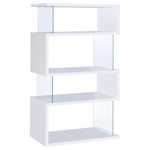 Emelle 4-tier Bookcase White and Clear - CasaBella Furniture (San Antonio, TX)