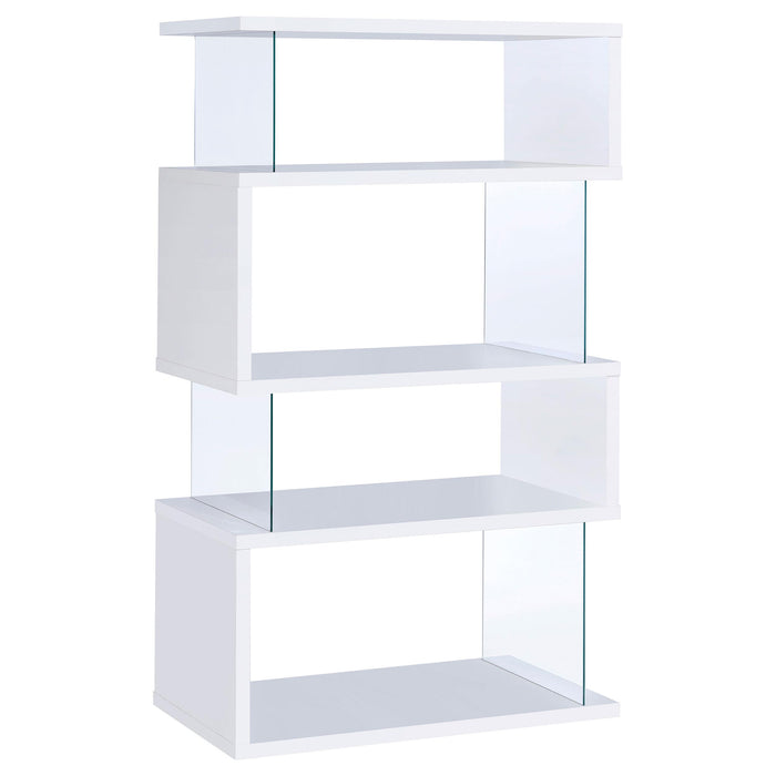 Emelle 4-tier Bookcase White and Clear - CasaBella Furniture (San Antonio, TX)