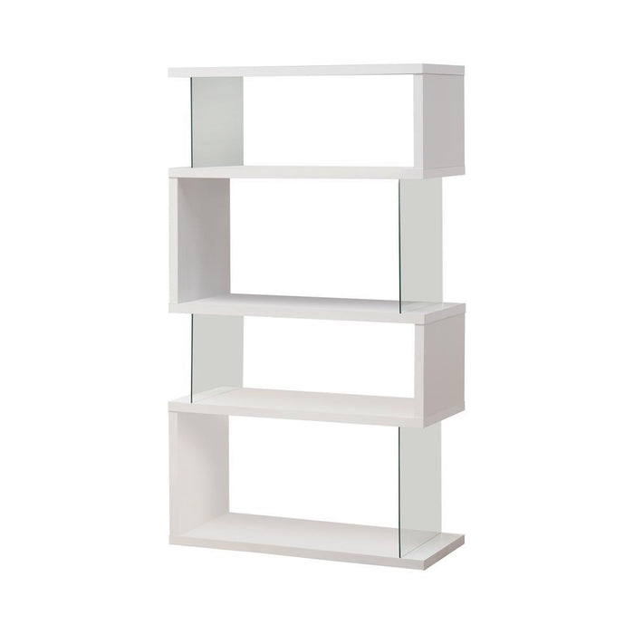 Emelle 4-tier Bookcase White and Clear - CasaBella Furniture (San Antonio, TX)