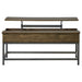 Byers Black Coffee Table with Hidden Storage Brown Oak and Sandy Black - CasaBella Furniture (San Antonio, TX)