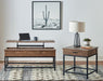 Byers Black Coffee Table with Hidden Storage Brown Oak and Sandy Black - CasaBella Furniture (San Antonio, TX)